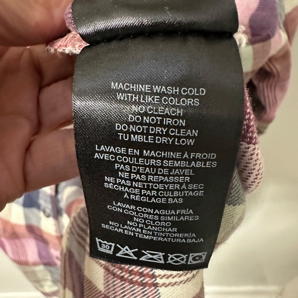 Kuhl Tess Flannel Shirt Womens‎ S/M Fuchsia Navy Plaid Snap Front Long Sleeve - Picture 7 of 10